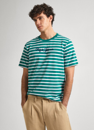 Pepe Jeans T-shirt Striped Eggo Jungle Green